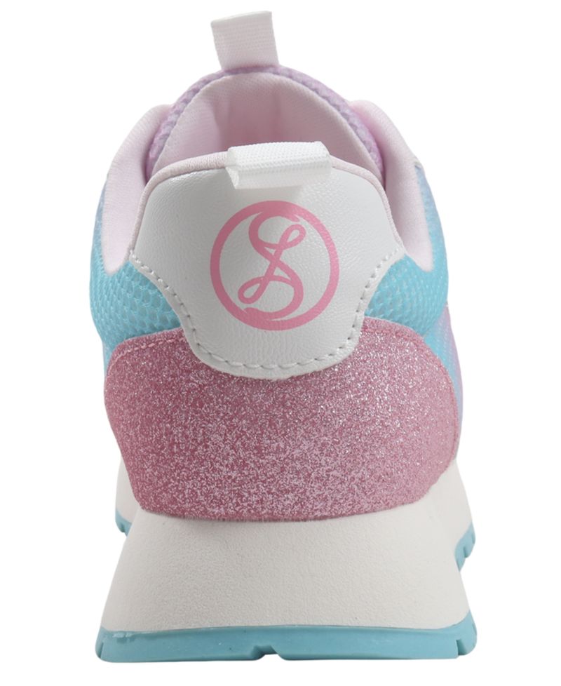 Girls' Rosa Wide Glitter Logo Lace-Up Sneakers