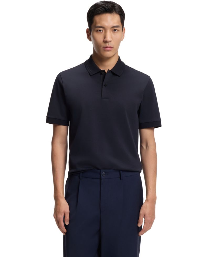 Men's Monogram Under Placket Cotton-Blend Polo Shirt