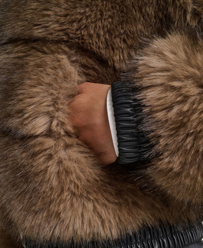 Women's Hooded Faux Fur Bomber Jacket