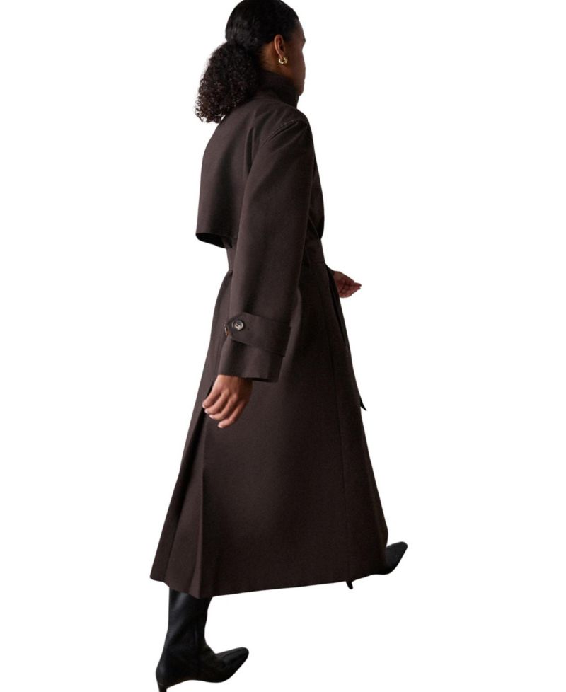 Women's Double-Breasted Funnel-Neck Trench Coat