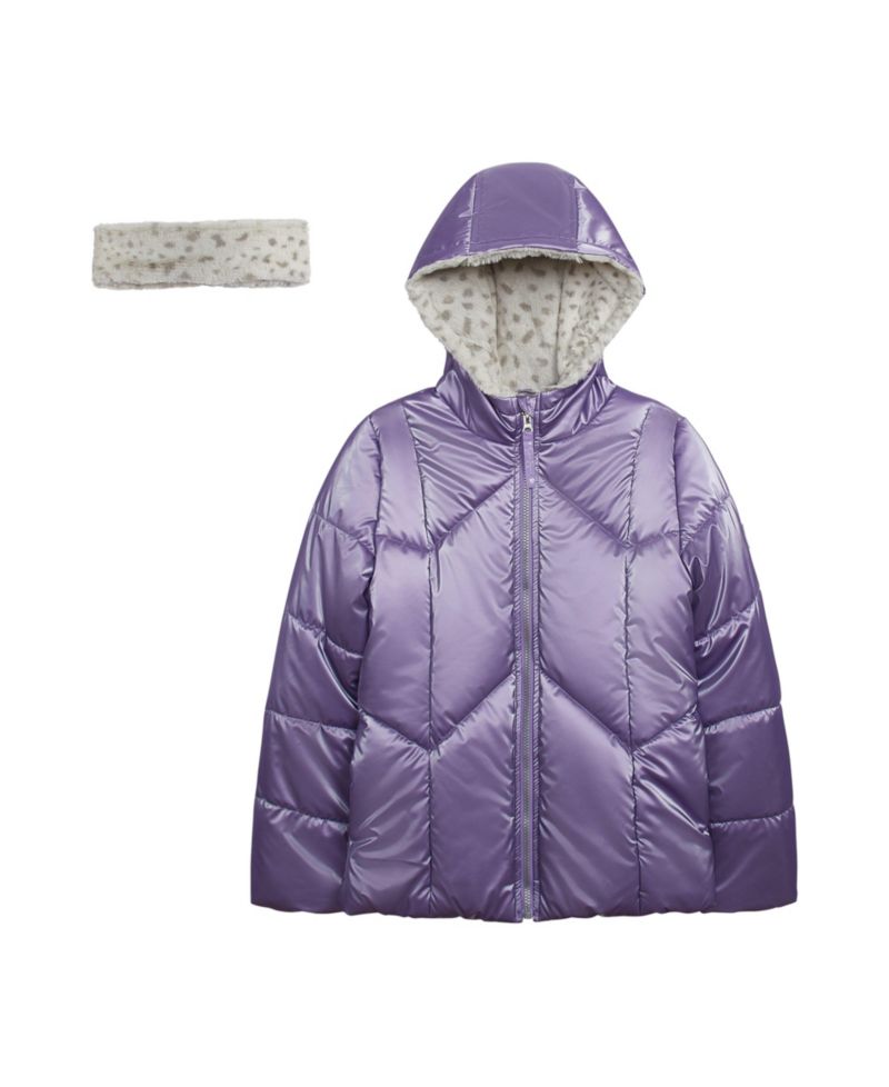 Girls 7-16 Reflective Shine Fashion Puffer Jacket
