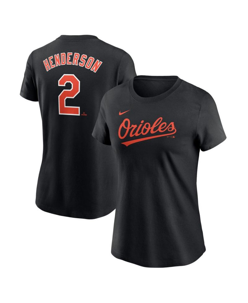 Women's Gunnar Henderson Black Baltimore Orioles Fuse Name & Number T-Shirt