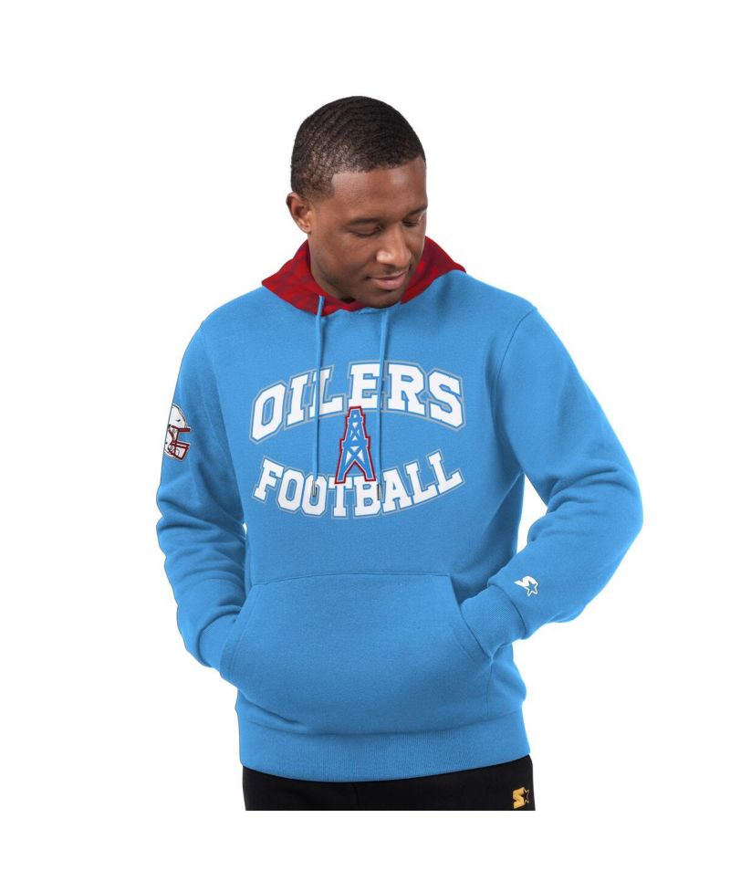 Men's Light Blue Houston Oilers Thursday Night Gridiron Vintage Logo Pullover Hoodie