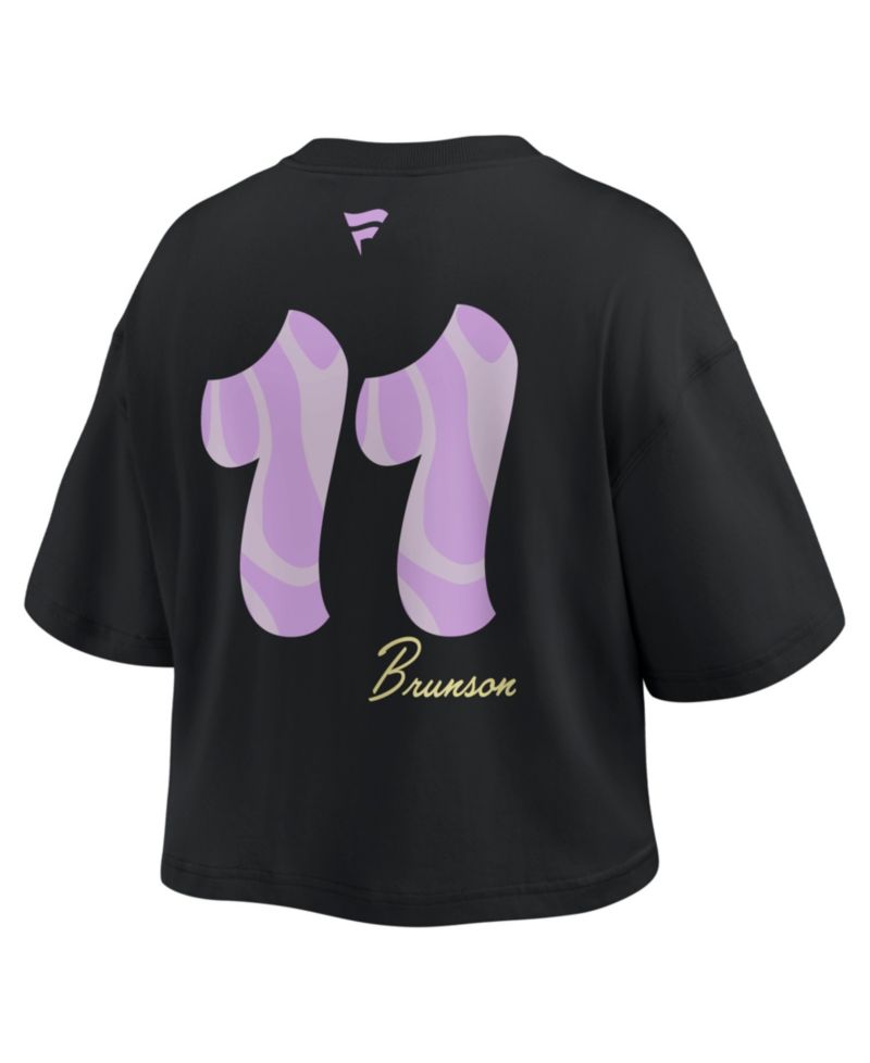 Women's Jalen Brunson Black New York Knicks Name & Number Cropped Top