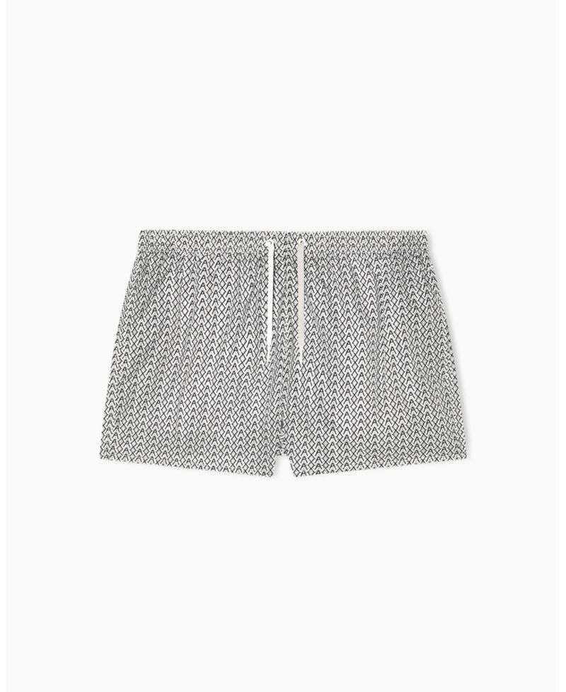 Men's Allover Logo Print Swim Trunk