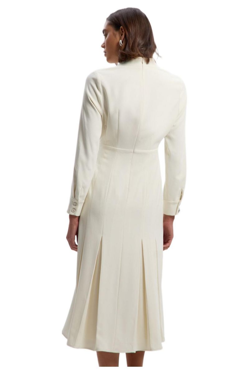 Women's Crepe Buckle Waist Midi Shirt Dress