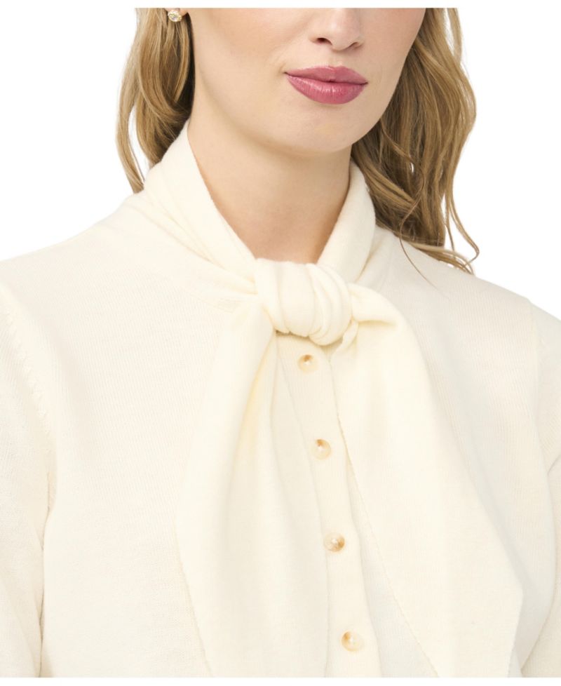 Women's Tie Neck Front Button Cardigan