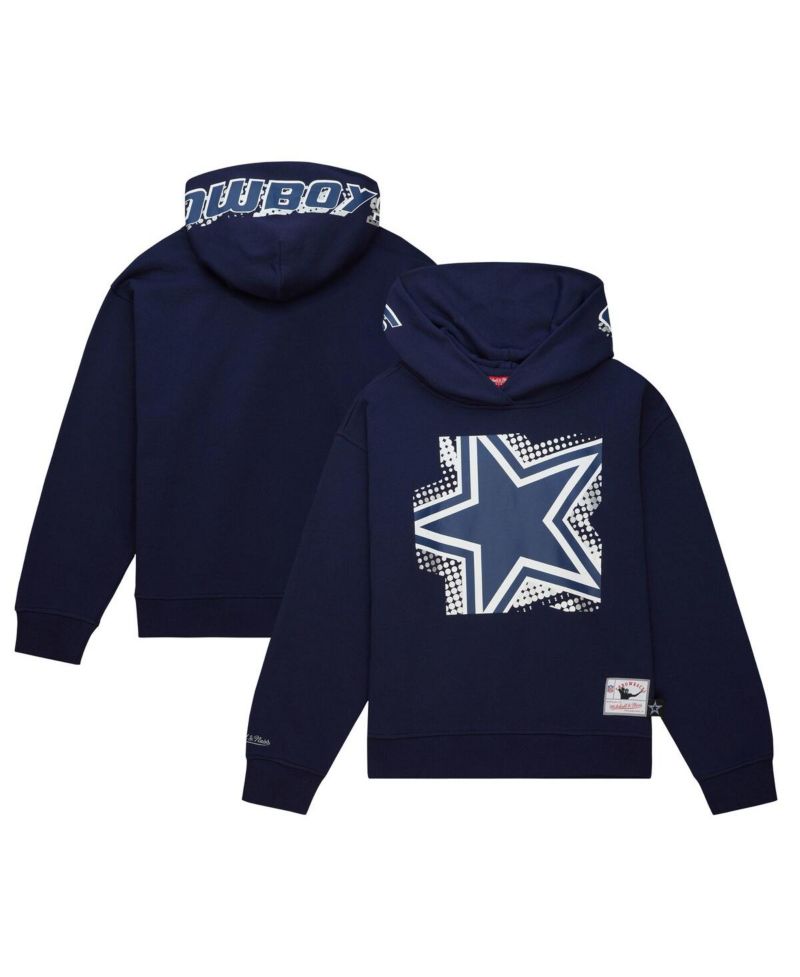 Women's Navy Dallas Cowboys Gridiron Classics Big Face 7.0 Pullover Hoodie