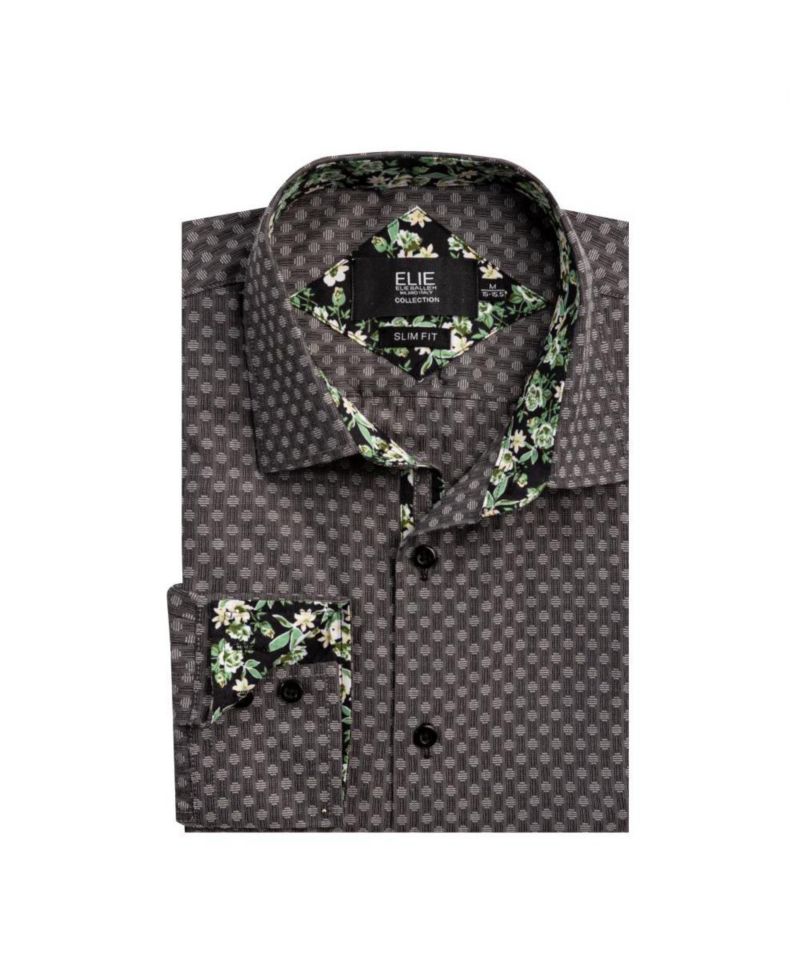 Men's Slim Fit Jacquard Dot Button-Down Shirt