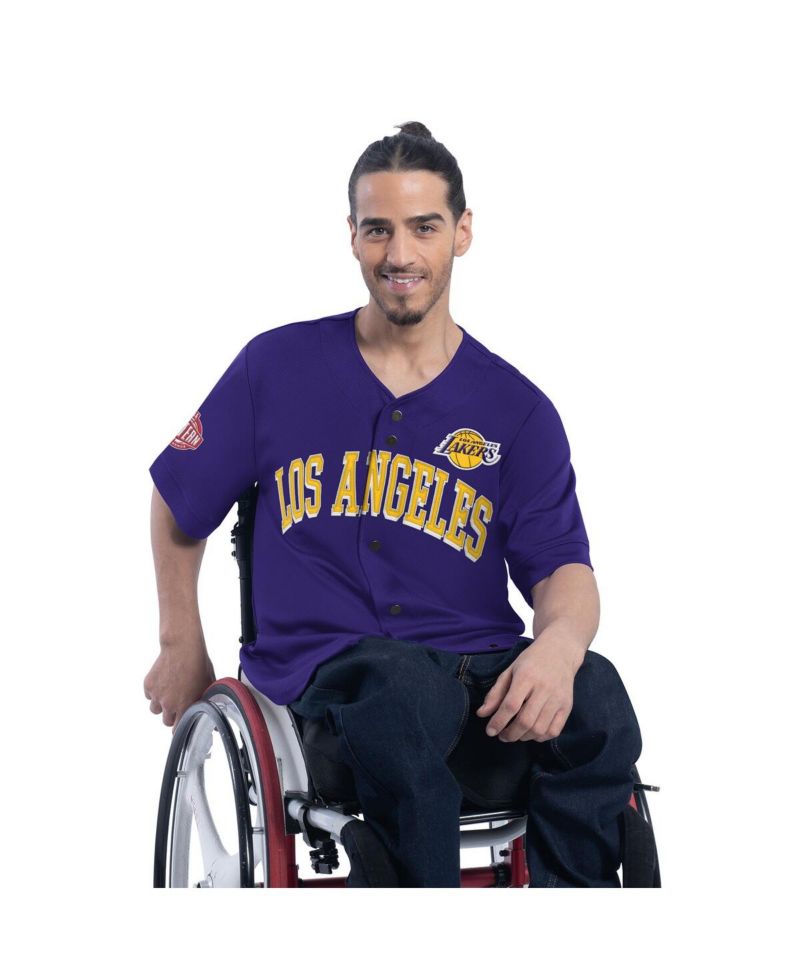 Men's Purple Los Angeles Lakers Adaptive Star Player Fashion Baseball Jersey