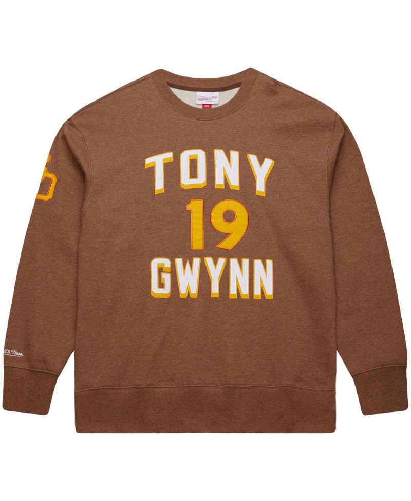 Men's Tony Gwynn Brown San Diego Padres Legends Collection Vintage Logo Name & Number Fleece Pullover Sweatshirt