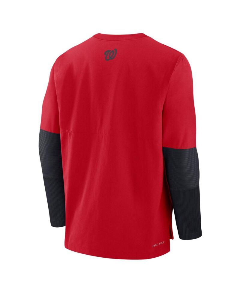 Men's Red/Navy Washington Nationals Authentic Collection Player Lightweight Performance Long Sleeve T-Shirt