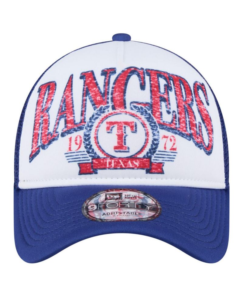 Men's White/Royal Texas Rangers Trucker A-Frame 9FORTY Adjustable Hat