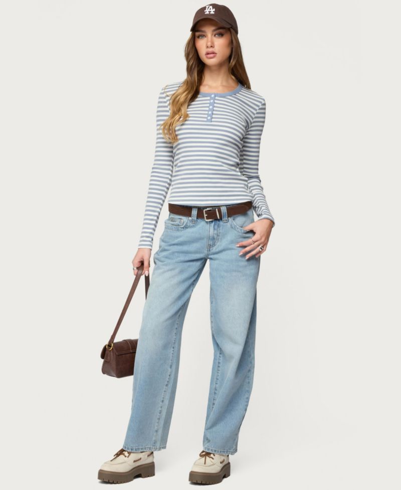 Women's Roma Striped Henley Top