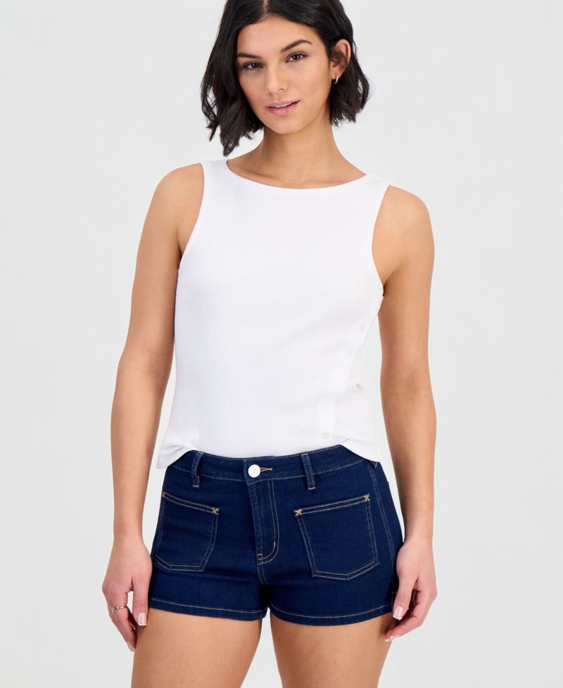 Juniors' Sailor High Rise Denim Shorts