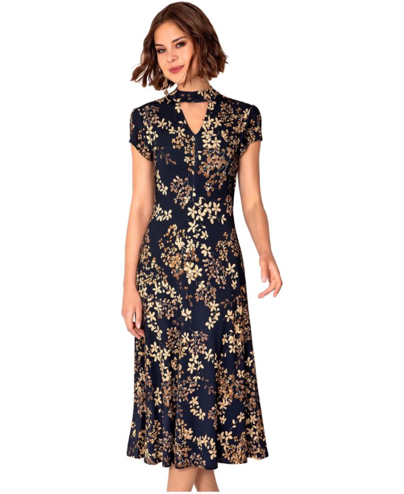 Women's Saffie Floral Keyhole Wedding Guest Midi Dress