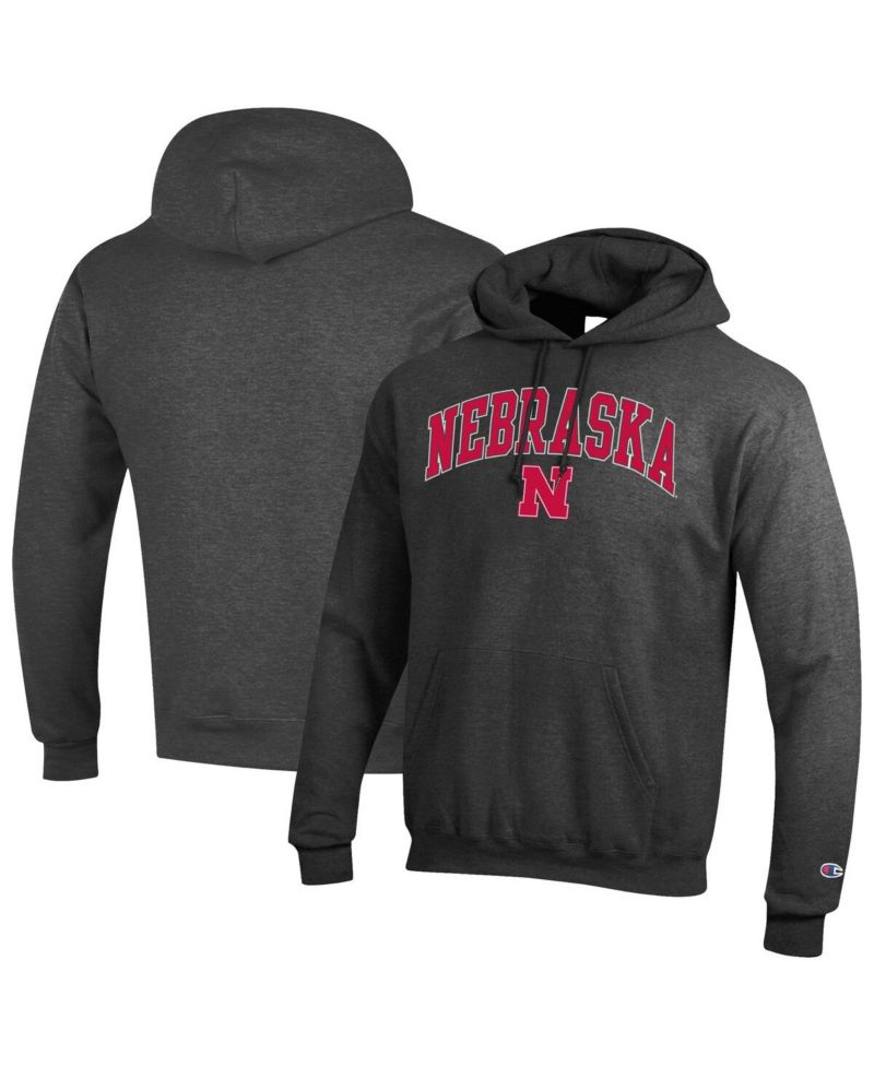 Men's Scarlet Nebraska Huskers Arched Logo Fleece Pullover Hoodie
