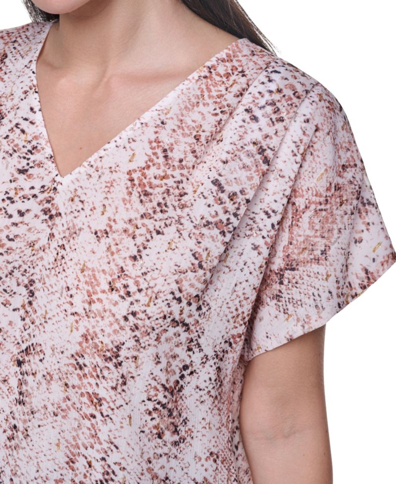 Petite Short-Sleeve V-Neck Blouse