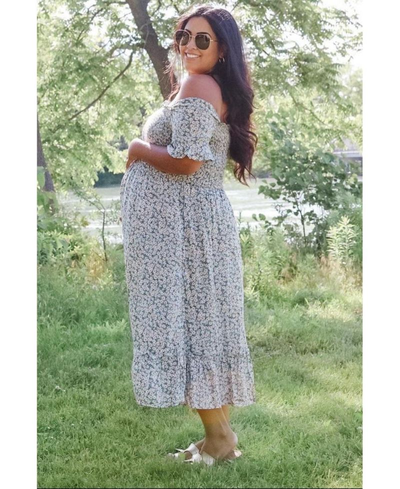 Women's Floral Ruffle Midi Dress