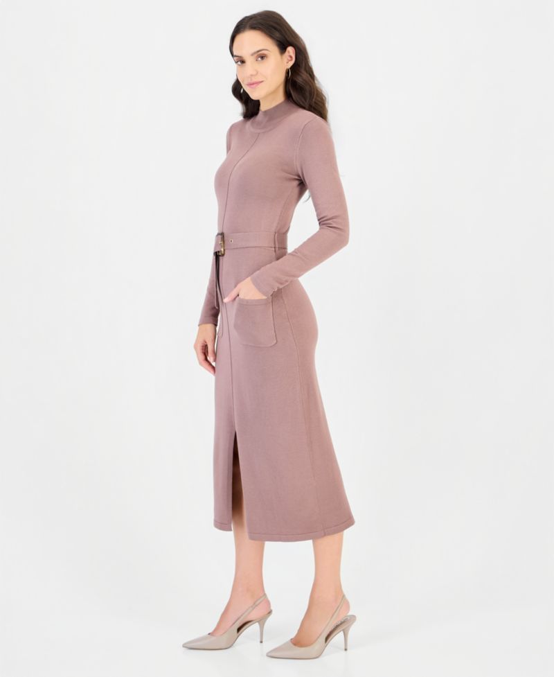 Women's Mock Neck Long-Sleeve Sweater Dress