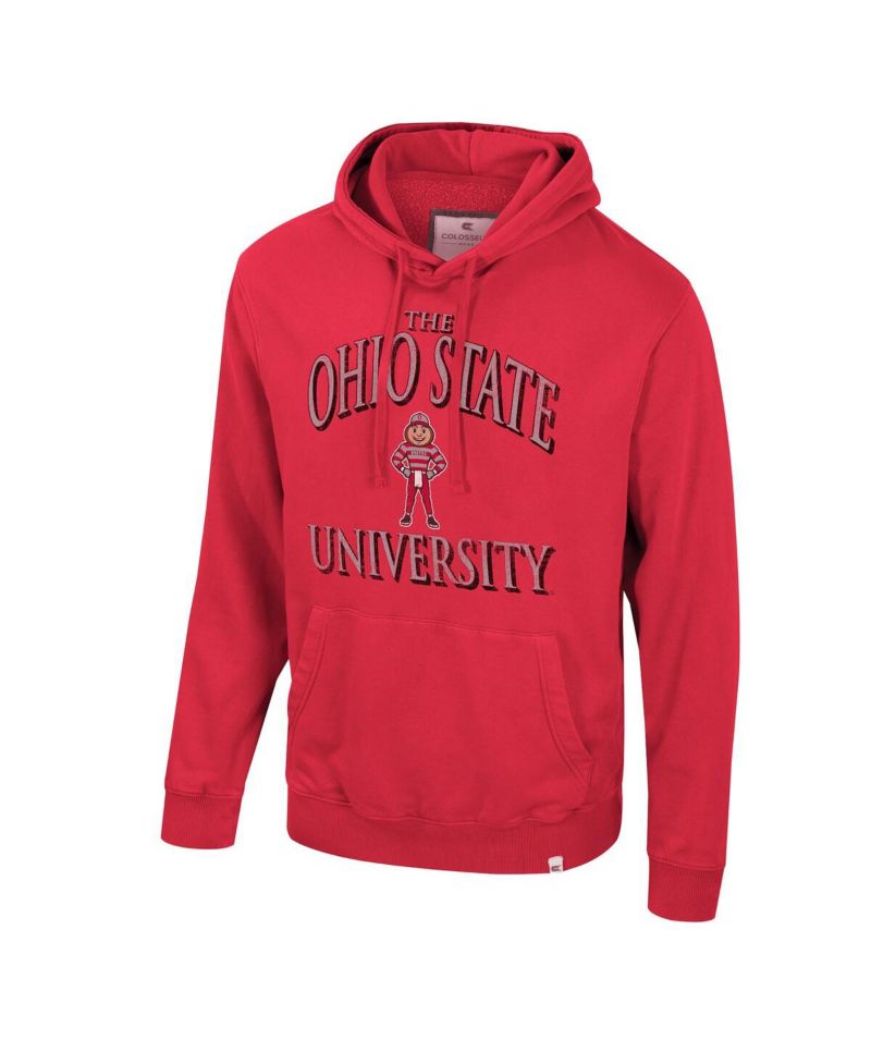Men's Scarlet Ohio State Buckeyes Big & Tall Cap E-Tan Pullover Hoodie