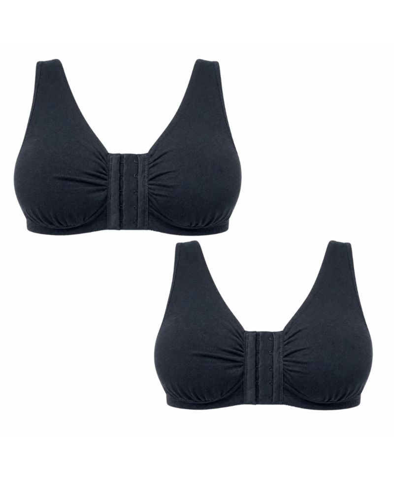 Women's Ease Cotton Front Closure Bra for Mastectomy 2-Pack
