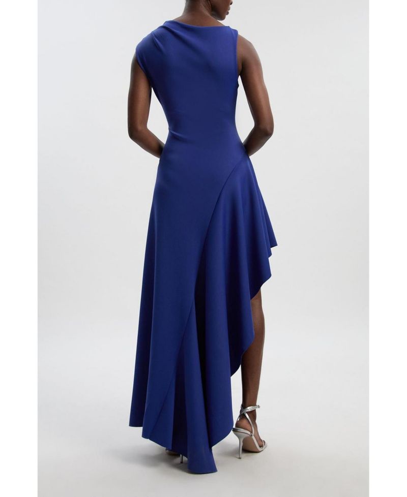 Women's Scuba Drama Ruffle Hem Woven Maxi Dress