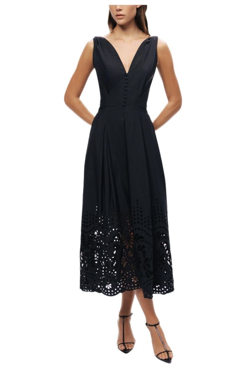 Women's Sleeveless Embroidered Midi Dress