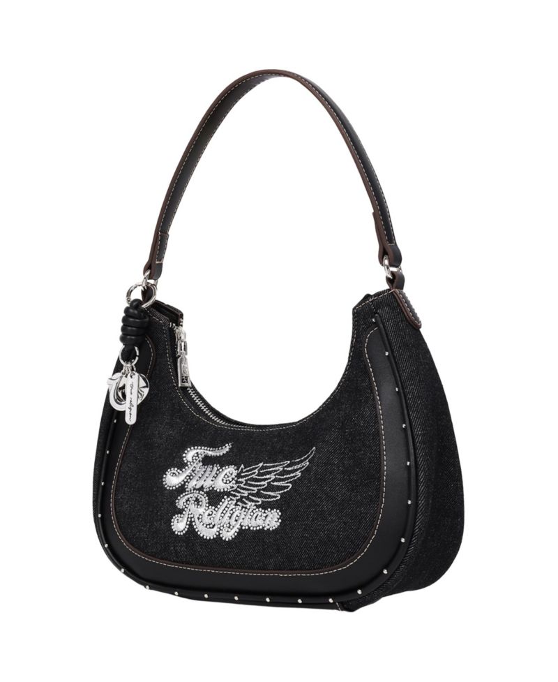 Wing Motif Hobo Bag with Trim