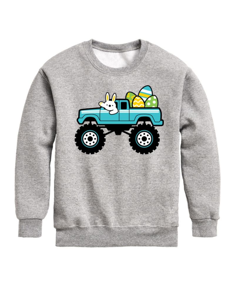 Big Boys Easter Bunny Monster Truck Graphic Fleece Sweatshirt