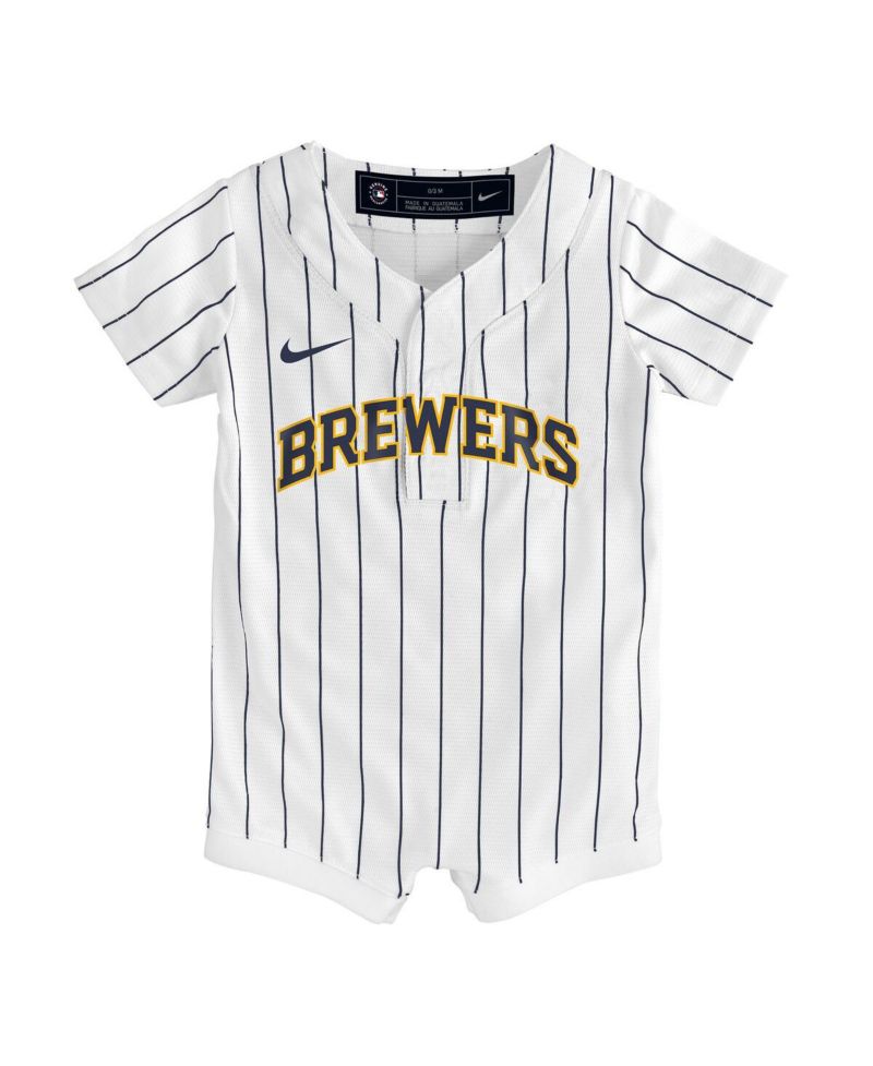 Baby Boys and Girls White Milwaukee Brewers Alternate Replica Romper Jersey