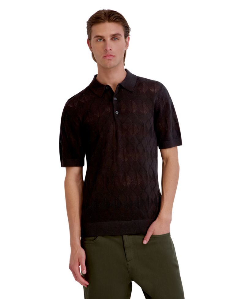 Men's Open Weave Diamond Knit Polo Shirt