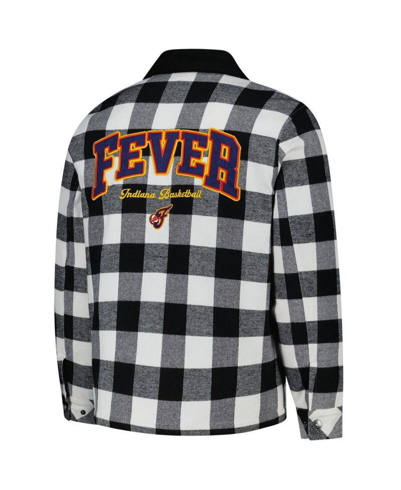 Men's and Women's Black/White Indiana Fever Flannel Full-Zip Shacket