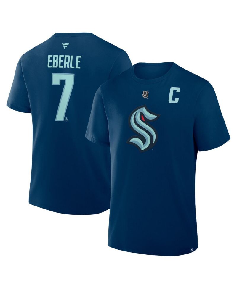 Men's Jordan Eberle Deep Sea Blue Seattle Kraken Authentic Stack Name & Number T-Shirt