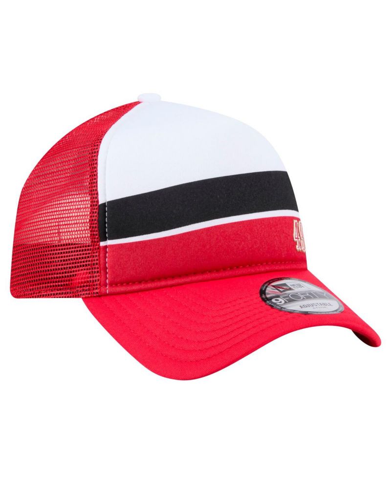 Men's White/Scarlet San Francisco 49ers Sport Night Color Block 9FORTY A-Frame Trucker Adjustable Hat