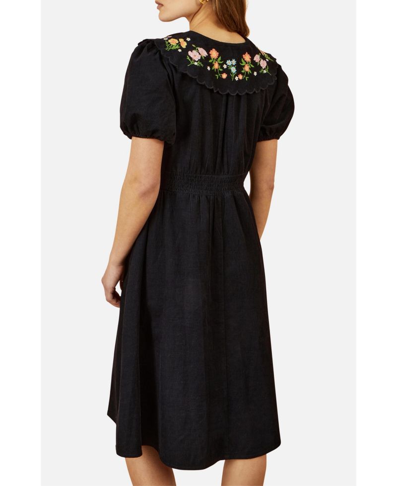 Women's Embroidered Collar Cord Tea Dress