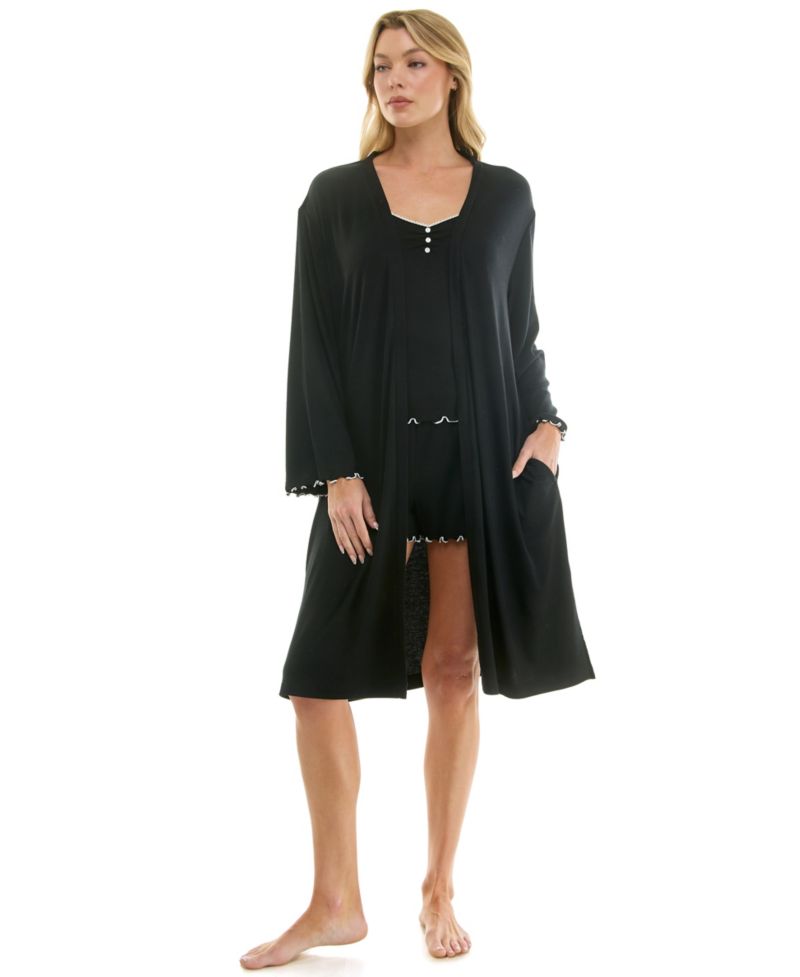 Women's Long-Sleeve Cardigan, Sleeveless Tank Top and Pull-On Shorts, 3-Piece Set