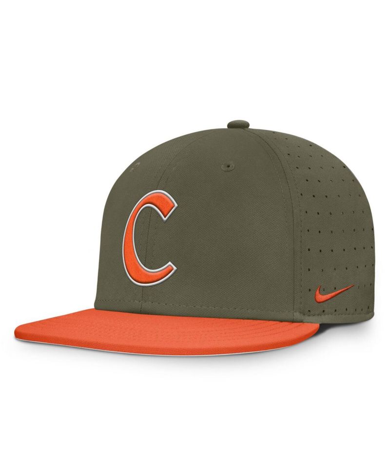 Men's Olive Clemson Tigers On-Field Dugout True Performance Fitted Hat