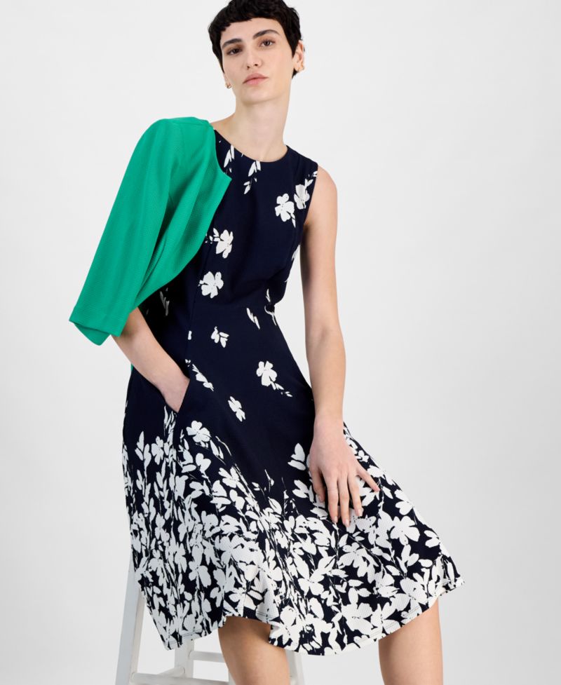 Petite Textured Cascading Florals 2-Pc. Jacket Dress