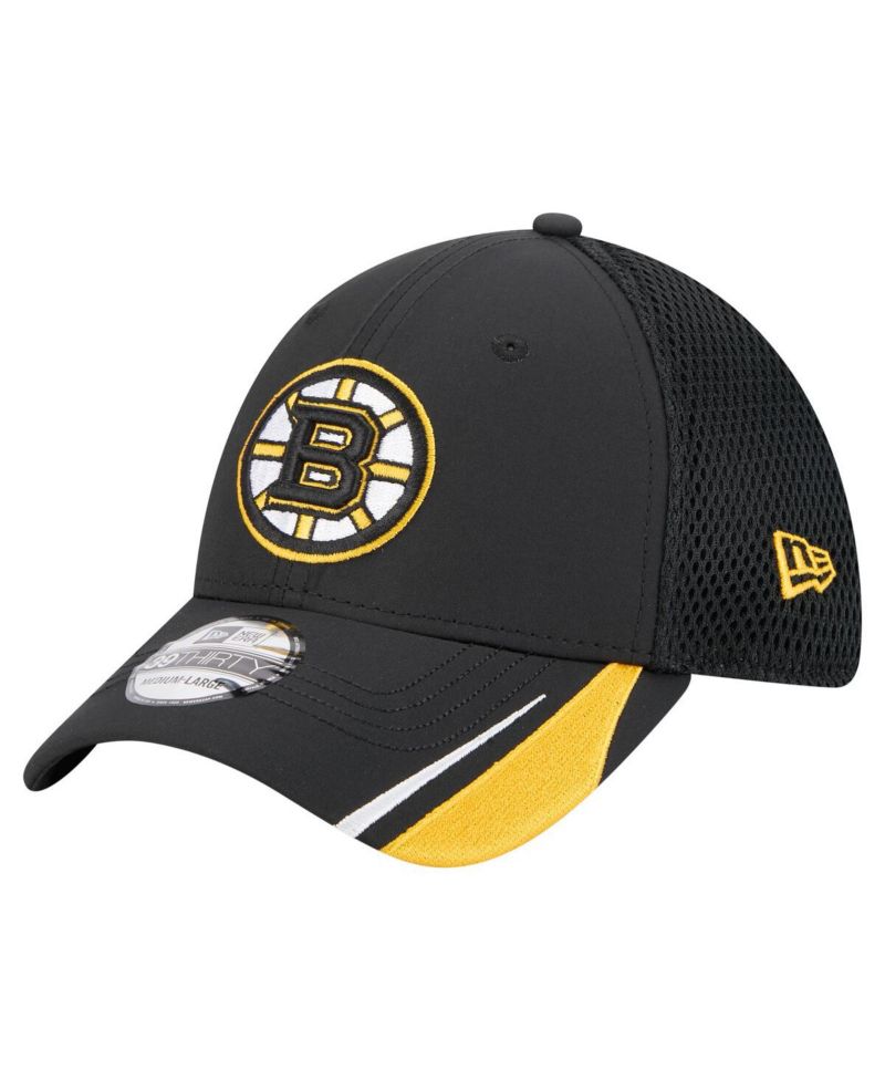 Men's Black Boston Bruins Linear Featherweight 39THIRTY Flex Hat
