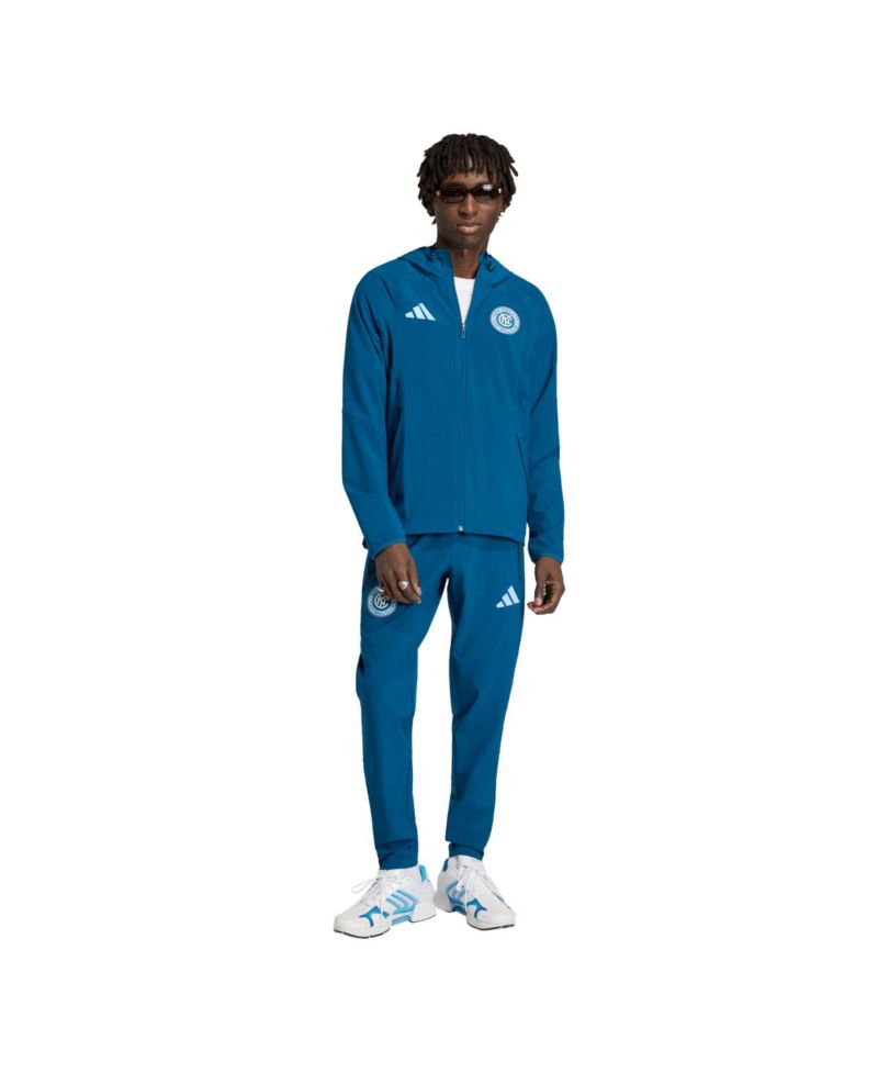 Men's Blue New York City FC Tiro Travel Full-Zip Hooded Windbreaker Jacket