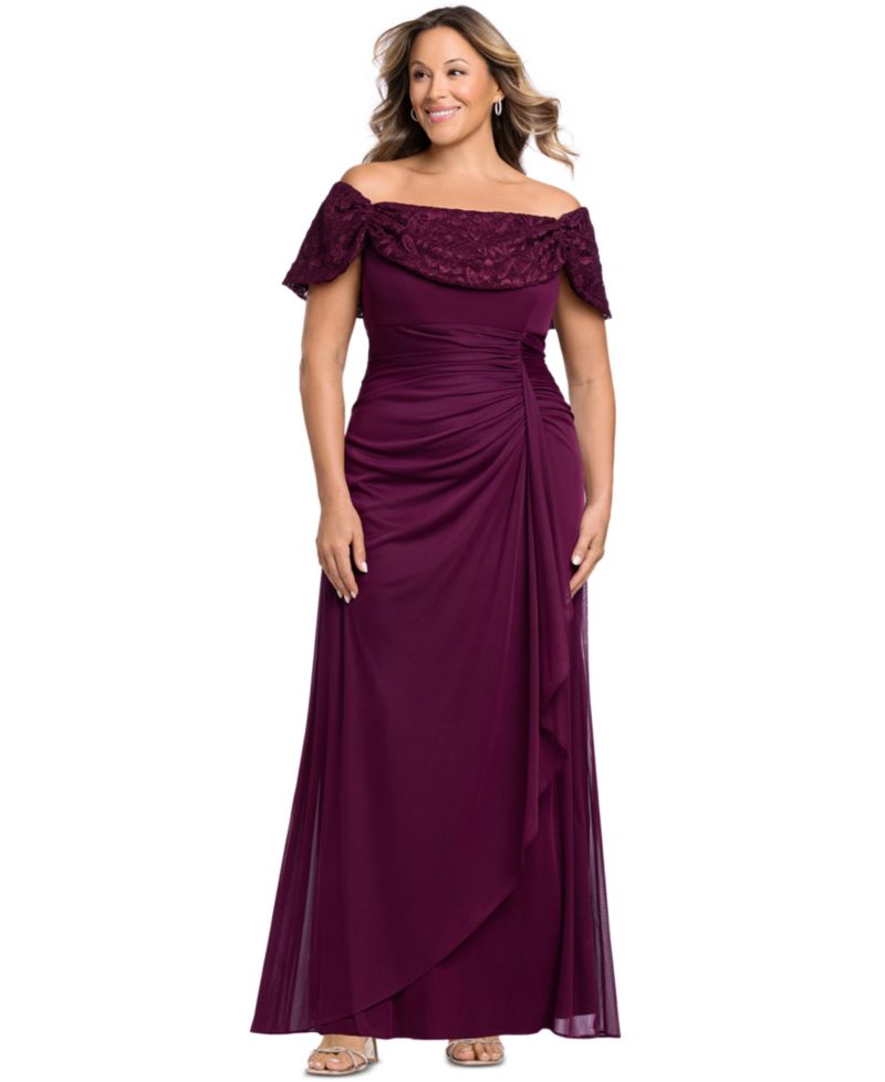 Plus Long Off-the-Shoulder Gown
