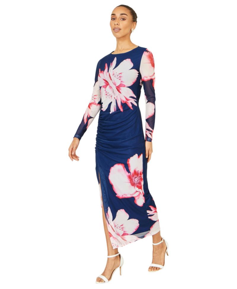 Women's Long Sleeve Mesh Maxi Dress