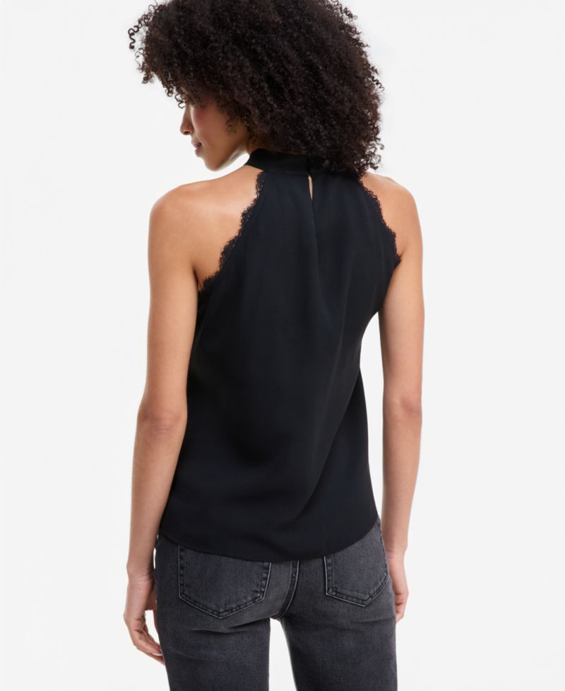 Women's Halter Neck Lace-Trim Blouse