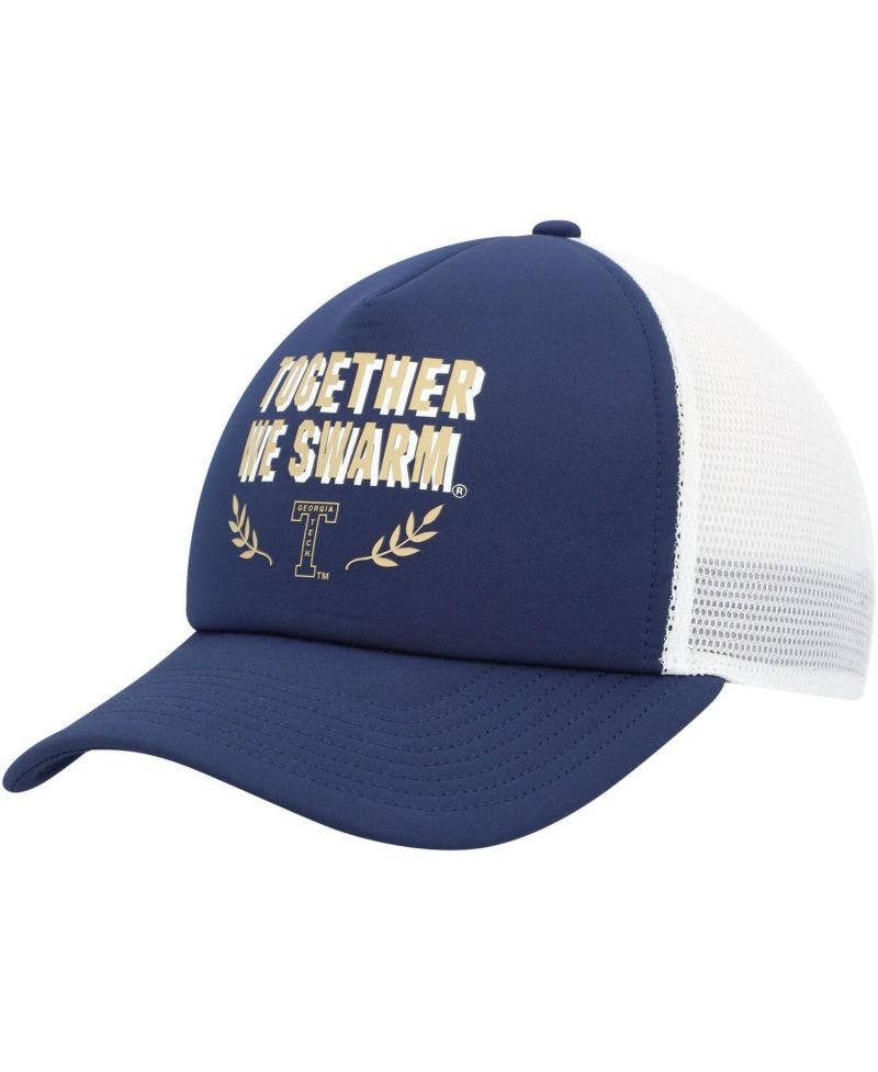 Men's Navy Georgia Tech Yellow Jackets Phrase Foam Front Trucker Adjustable Hat