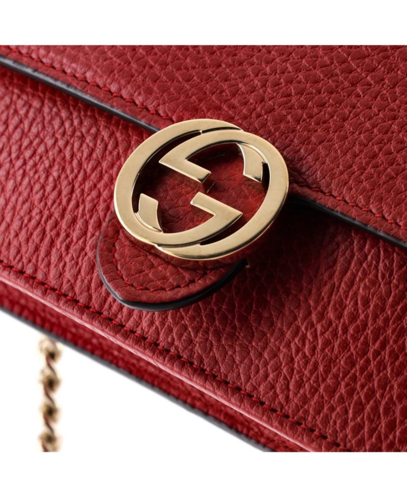 Interlocking Leather Wallet on Chain Crossbody