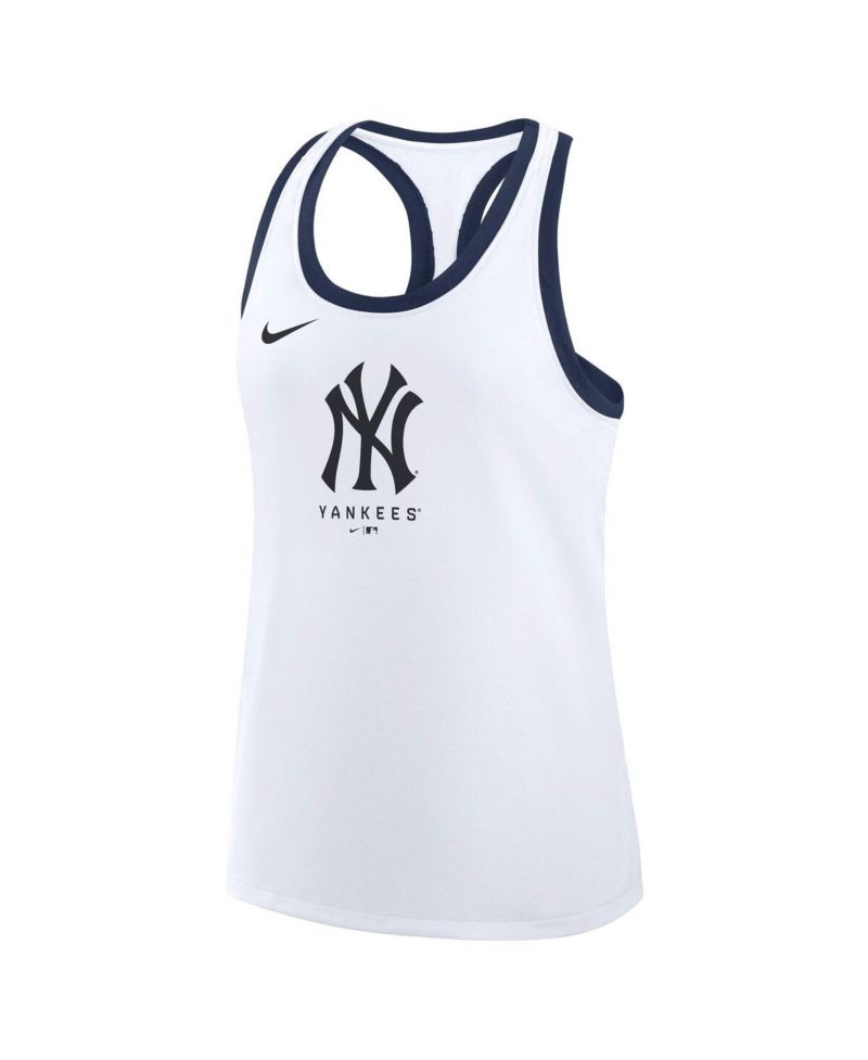 Women's White New York Yankees Tri-Blend Dri-FIT Racerback Tank Top