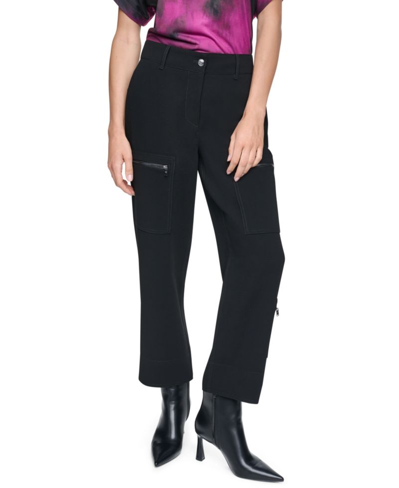 Women's Cargo Straight-Leg Zipper Pocket Pants