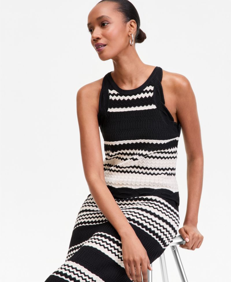 Women's Stripe Crochet Sleeveless Top