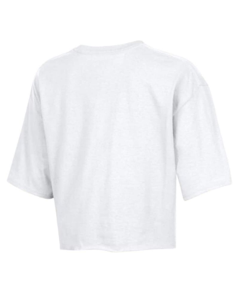 Women's White Philadelphia Eagles Boyfriend Cropped T-Shirt